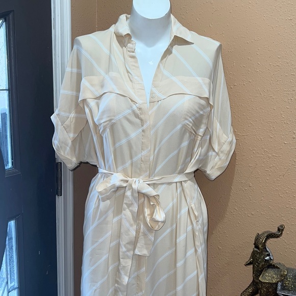 Faithful the brand light yellow button up dress